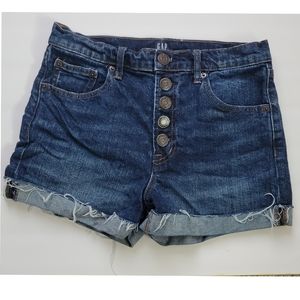 GAP High Rise Button-Fly Denim Shorts Dark Indigo